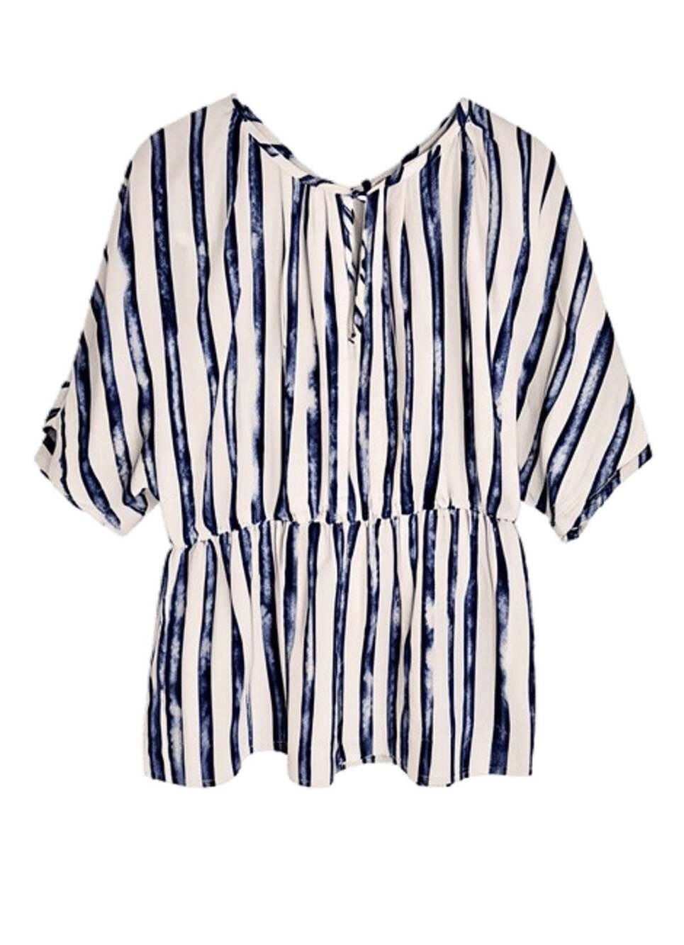 Collective Concepts Women's Striped Peplum Blouse Size M